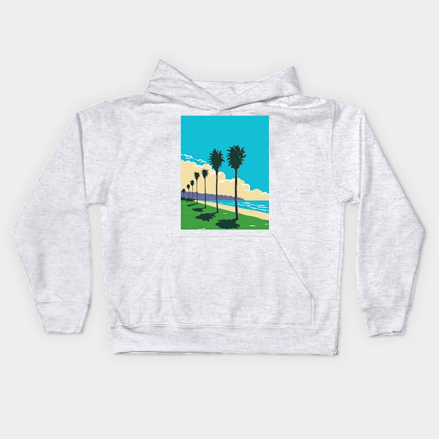 La Jolla Shores Beach in San Diego California WPA Poster Art Kids Hoodie by retrovectors